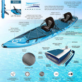 Aqua Spirit Barracuda 15’ 2 Person Tamden Inflatable Stand up Paddle Board SUP Kayak Package, 240KG Limit, 2x Seat, 2x Paddle & Kayak Blade, Pump, Go Pro Mount, Bag, Change Mat - Aqua Spirit iSUPs UK