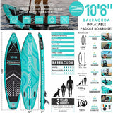 Aqua Spirit Barracuda SUP Inflatable Stand Up Paddle Board 2024, 10'6x32”x6”, Complete Kayak Conversion Kit with Paddle, Backpack, Pump and more accessories, Adult Beginner/Expert, 3 Year Warranty - Aqua Spirit iSUPs UK