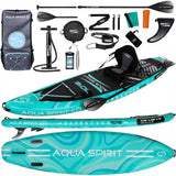 Aqua Spirit Barracuda SUP Inflatable Stand Up Paddle Board 2024, 10'6x32”x6”, Complete Kayak Conversion Kit with Paddle, Backpack, Pump and more accessories, Adult Beginner/Expert, 3 Year Warranty - Aqua Spirit iSUPs UK