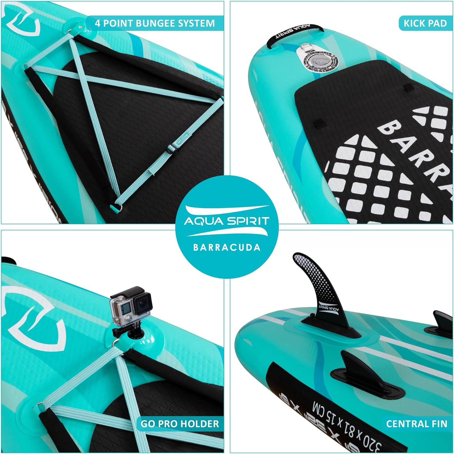 Aqua Spirit Barracuda SUP Inflatable Stand Up Paddle Board 2024, 10'6x32”x6”, Complete Kayak Conversion Kit with Paddle, Backpack, Pump and more accessories, Adult Beginner/Expert, 3 Year Warranty - Aqua Spirit iSUPs UK