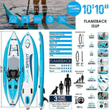 Aqua Spirit Flameback SUP Activity Inflatable Stand Up Paddle Board 2025, Complete Kayak Conversion Kit with Fishing Rod Mount, Paddle, Backpack and more accessories, 3 Year Warranty