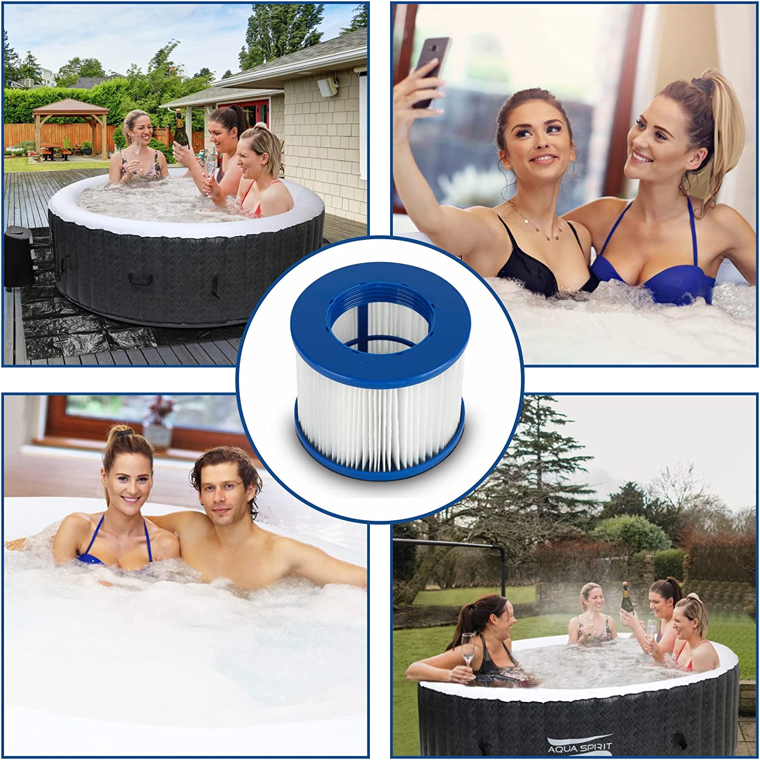 Aqua Spirit 2 Pack Hot Tub Replacement Antibacterial Filter Cartridges for Hot Tub Cleaning and Maintenance - Aqua Spirit iSUPs UK
