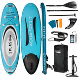 Aqua Spirit Splash Inflatable Stand Up SUP 9’x31”x6” Beginners Paddle Board For Kids/ Small Adults With Accessories, Paddle, Pump, Back Pack, Leash, Repair Kit, 3 Year Warranty