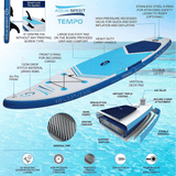 AQUA SPIRIT Tempo 10' iSUP Inflatable Stand up Paddle Board for Adult Beginners/Intermediate with Backpack, Leash, Paddle, Changing Mat & Waterproof Phone Case - Aqua Spirit iSUPs
