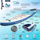 Aqua Spirit Tempo 10'/10'6 iSUP Inflatable Stand Up Paddle Board For Adult Beginners/intermediate With Backpack, Leash, Paddle, Changing Mat & Waterproof Phone Case, All-Inclusive Package, 3-Years Of Complete Brand Warranty - Aqua Spirit iSUPs UK