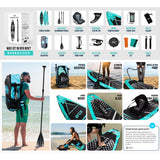 Aqua Spirit Barracuda SUP Inflatable Stand Up Paddle Board, 10'6x32”x6”, Complete Kayak Conversion Kit with Paddle, Backpack, Pump and more accessories, Adult Beginner/Expert, 3 Year Warranty
