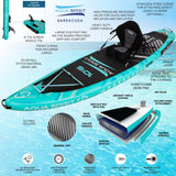 Aqua Spirit Barracuda SUP Inflatable Stand Up Paddle Board, 10'6x32”x6”, Complete Kayak Conversion Kit with Paddle, Backpack, Pump and more accessories, Adult Beginner/Expert, 3 Year Warranty
