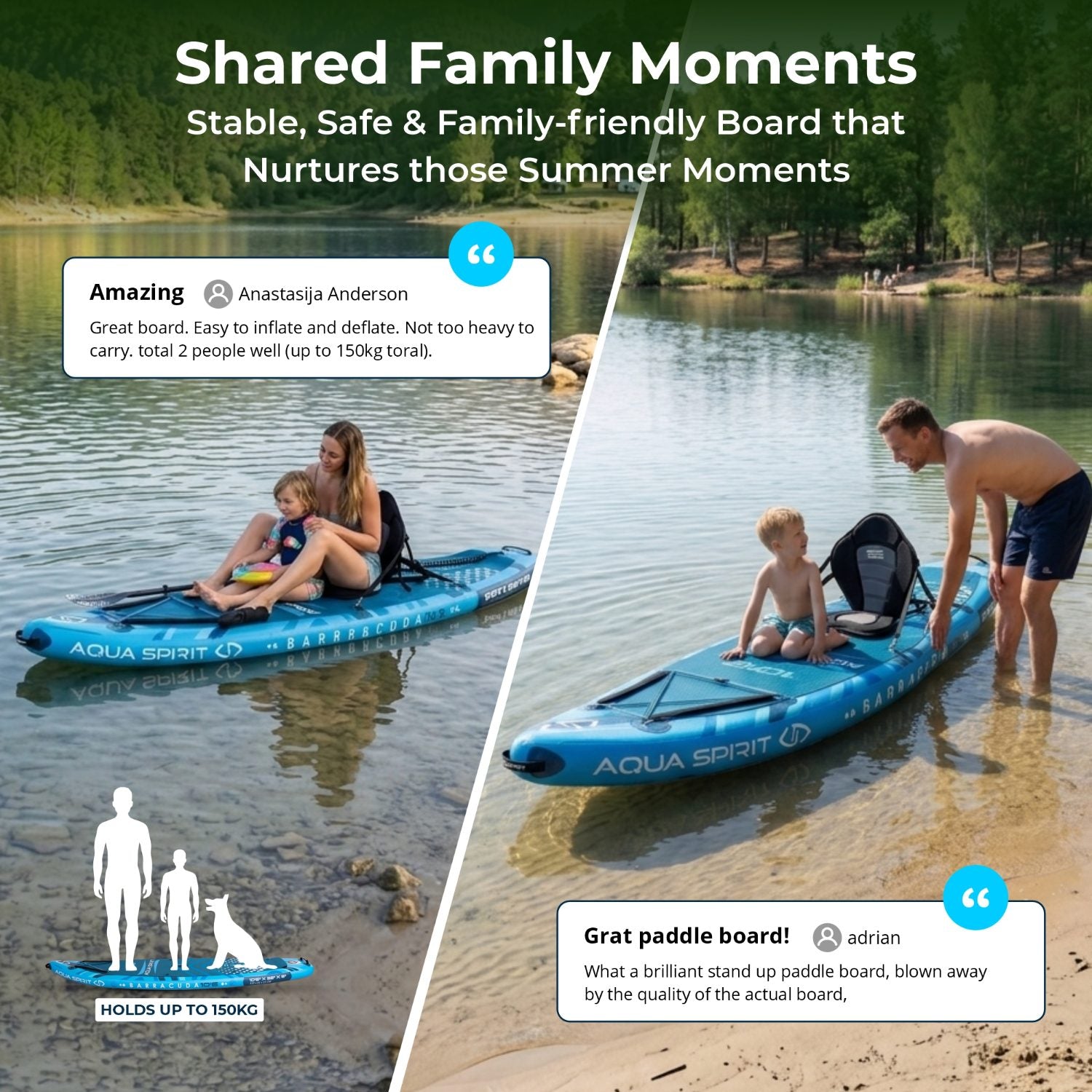 Aqua Spirit Barracuda SUP Inflatable Stand Up Paddle Board, 10'6x32”x6”, Complete Kayak Conversion Kit with Paddle, Backpack, Pump and more accessories, Adult Beginner/Expert, 3 Year Warranty