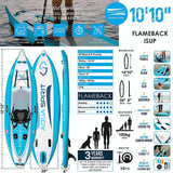 Aqua Spirit Flameback SUP Activity Inflatable Stand Up Paddle Board 2024, Complete Kayak Conversion Kit with Fishing Rod Mount, Paddle, Backpack and more accessories, 3 Year Warranty