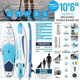 Aqua Spirit Tempo 10'/10'6 iSUP Inflatable Stand Up Paddle Board For Adult Beginners/intermediate With Backpack, Leash, Paddle, Changing Mat & Waterproof Phone Case, All-Inclusive Package, 3-Years Of Complete Brand Warranty - Aqua Spirit iSUPs UK