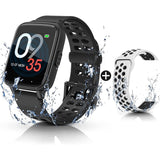 Smart Activity Fitness Sports Tracker Watch 2021 Model, Free Bonus Sports Strap Included for Men & Women Touch Screen Android iOS, Built In Heart Rate Monitor Sleep Tracker IP68 Waterproof Black White, Pedometer, Calories, Distance Tracker - Aqua Spirit iSUPs